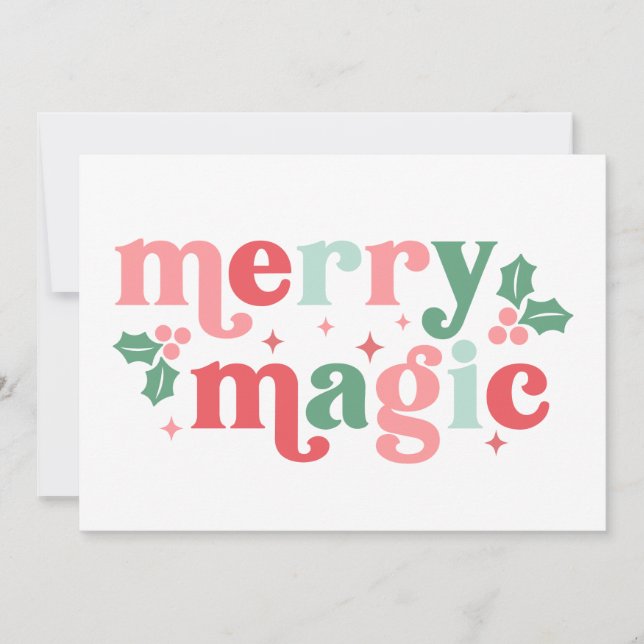 Merry Magic - farbenfrohe Weihnachtstypografie Karte (Vorderseite)