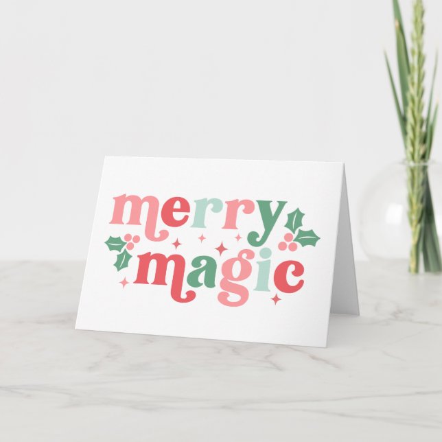 Merry Magic - farbenfrohe Weihnachtstypografie Karte (Vorderseite)
