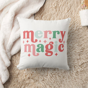 Merry Magic - farbenfrohe Weihnachtstypografie Kissen