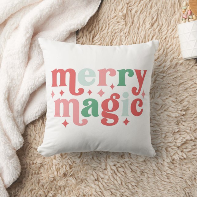 Merry Magic - farbenfrohe Weihnachtstypografie Kissen (Decke)