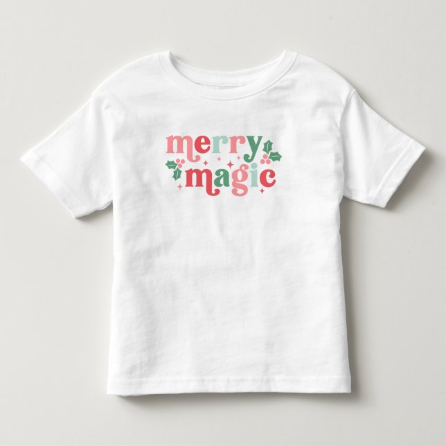 Merry Magic - farbenfrohe Weihnachtstypografie Kleinkind T-shirt (Vorderseite)