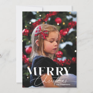 Merry Magic Script Serif Weihnachts Portrait Foto Feiertagskarte