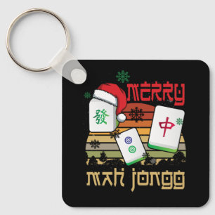 Merry Mah Jongg Snowy Weihnachtslustig Chinesisch Schlüsselanhänger