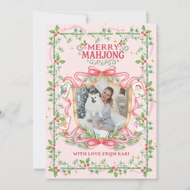 Merry Mahjong Photo Holiday Card Feiertagskarte (Vorderseite)