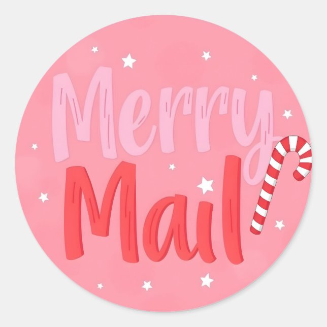 Merry Mail Runder Aufkleber (Vorderseite)