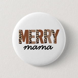 "Merry Mama" Moderner Farbblock Leopard Boho Button