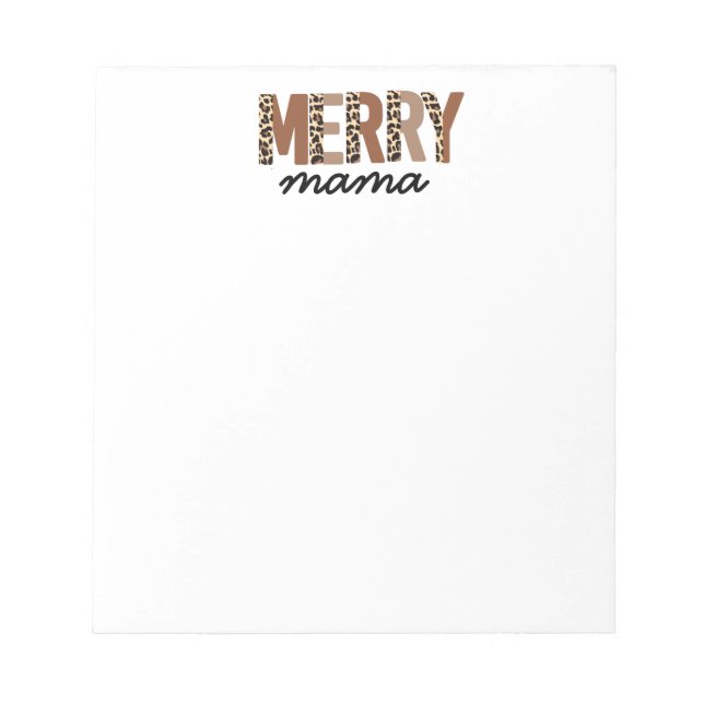 "Merry Mama" Moderner Farbblock Leopard Boho Notizblock (Vorderseite)
