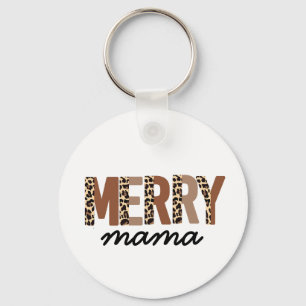 "Merry Mama" Moderner Farbblock Leopard Boho Schlüsselanhänger