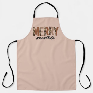 "Merry Mama" Moderner Farbblock Leopard Boho Schürze