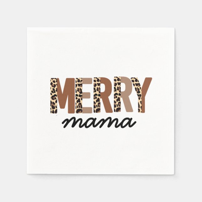 "Merry Mama" Moderner Farbblock Leopard Boho Serviette (Vorderseite)