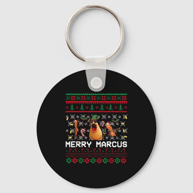 Merry Marcus Ugly Christmas Sweater Funny The Worm Schlüsselanhänger (Vorderseite)