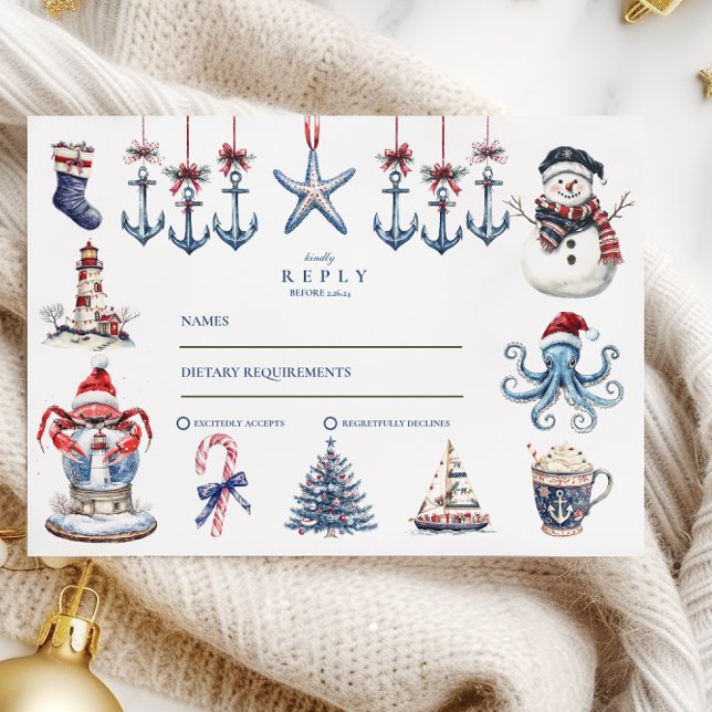 Merry Maritime Christmas RSVP Karte (Von Creator hochgeladen)