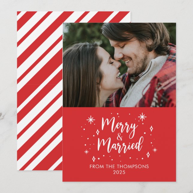 Merry & Married christmas photo card Einladung (Vorne/Hinten)
