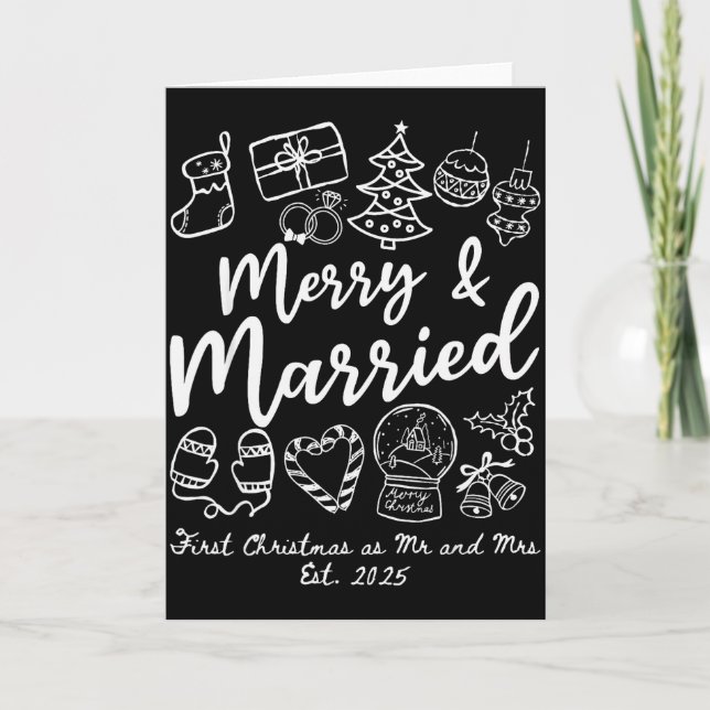 Merry Married First Christmas As Mr And Mrs 2025 N Karte (Vorderseite)