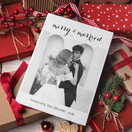 Merry & Married - Personalized Newlywed Christmas  Feiertagskarte