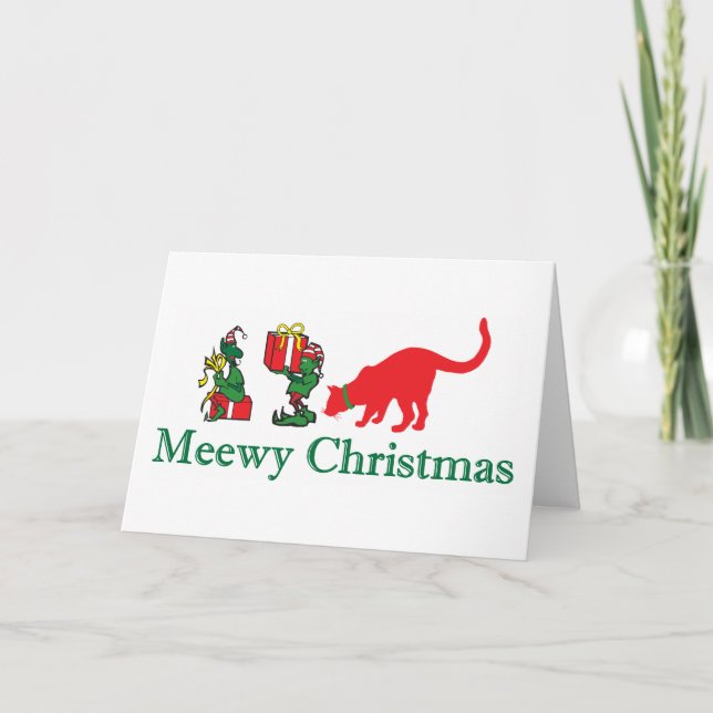Merry Meewy Christmas Feiertagskarte (Vorderseite)
