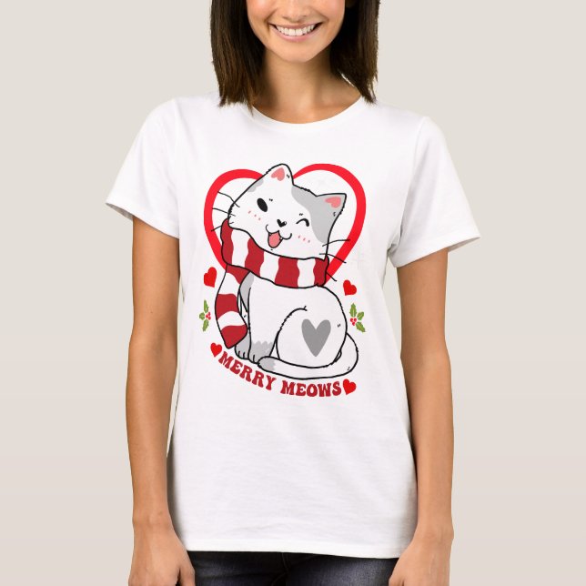 Merry meows T-Shirt (Vorderseite)