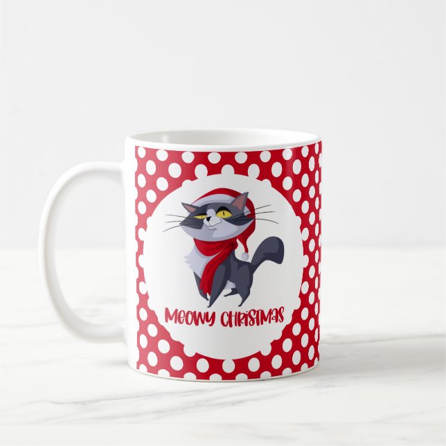 Merry Meowy Christmas Chat Mug (Gauche)