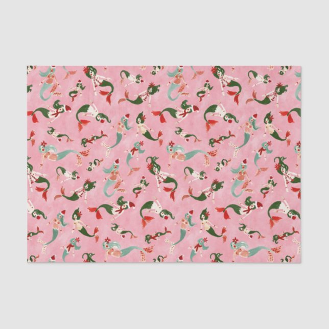 MERRY MERMAIDS PINK SEIDENPAPIER (Vorderseite)