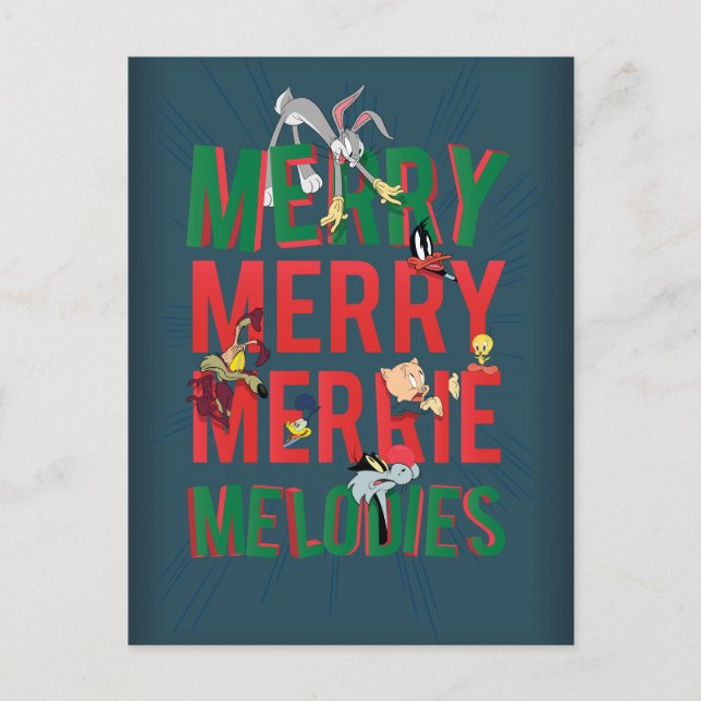 Merry MERRIE MELODIES™ Feiertagspostkarte (Vorderseite)