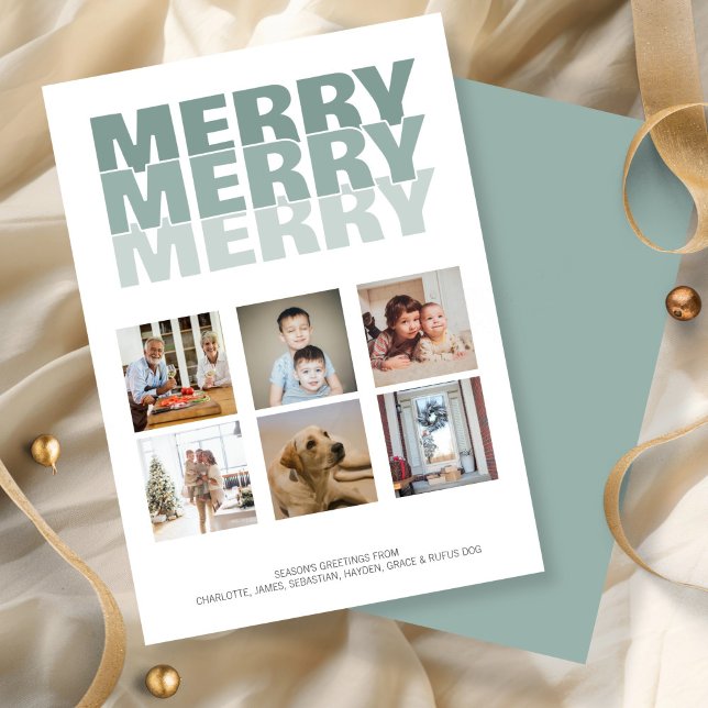 Merry Merry Foto Weihnachten Personalisiert (Merry Merry Merry Photo Christmas Personalized Holiday Cards by Ricaso. Other colors available)