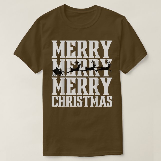 Merry Merry Frory Christmas Santas Sleigh & Flying T-Shirt (Design vorne)
