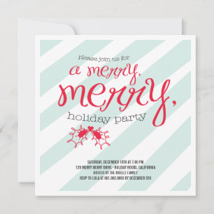 Merry Merry Holly Berries Invitation de fête de va