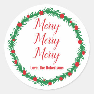 Merry Merry Labels, Geschenkartikel, Weihnachten Runder Aufkleber