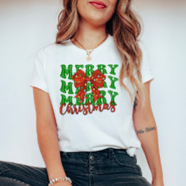 Merry Merry Merry Christmas Coquette T-Shirt