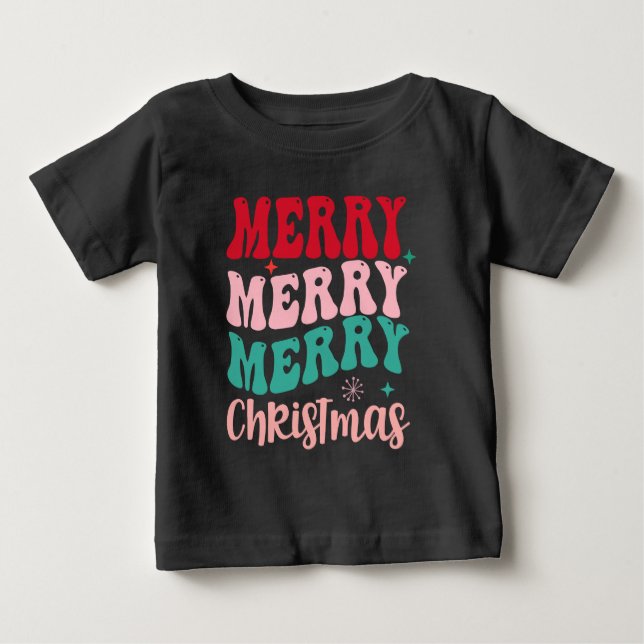 Merry Merry Merry Christmas Retro Baby T-shirt (Vorderseite)