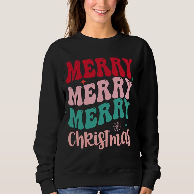 Merry Merry Merry Christmas Retro Sweatshirt (Vorderseite)