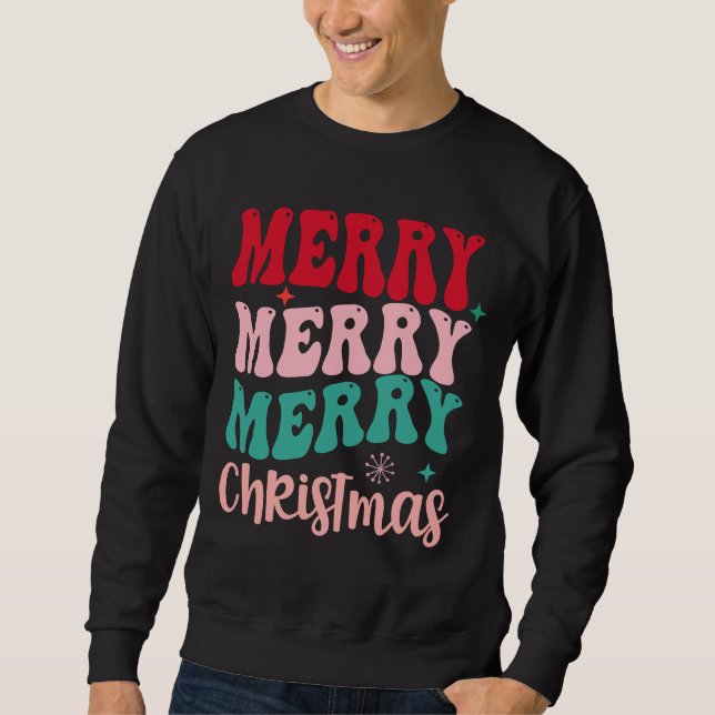 Merry Merry Merry Christmas Retro Sweatshirt (Vorderseite)