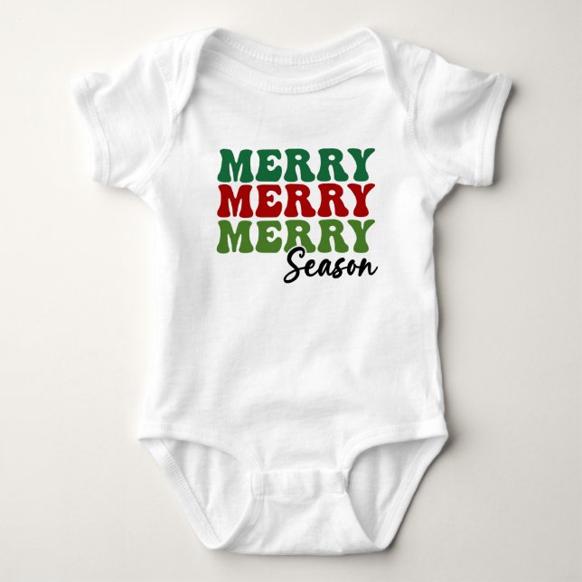 Merry Merry Merry Season - Retro Holiday Art Baby Strampler (Vorderseite)