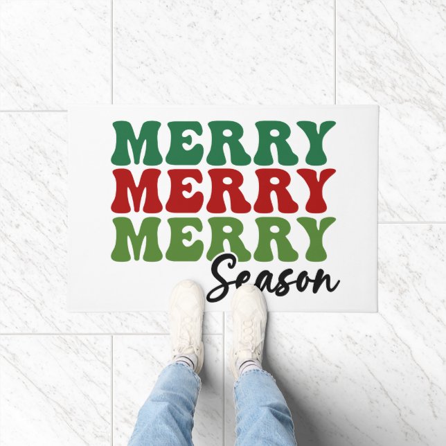 Merry Merry Merry Season - Retro Holiday Art Fußmatte (Indoor)