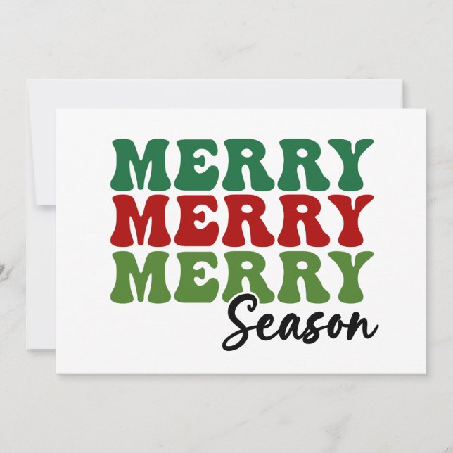 Merry Merry Merry Season - Retro Holiday Art Karte (Vorderseite)