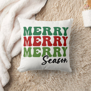 Merry Merry Merry Season - Retro Holiday Art Kissen