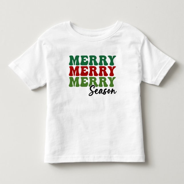 Merry Merry Merry Season - Retro Holiday Art Kleinkind T-shirt (Vorderseite)