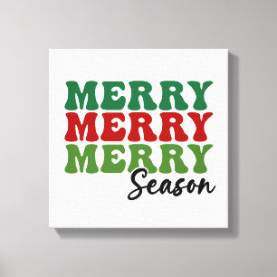 Merry Merry Merry Season - Retro Holiday Art Leinwanddruck