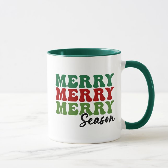 Merry Merry Merry Season - Retro Holiday Art Tasse (Rechts)