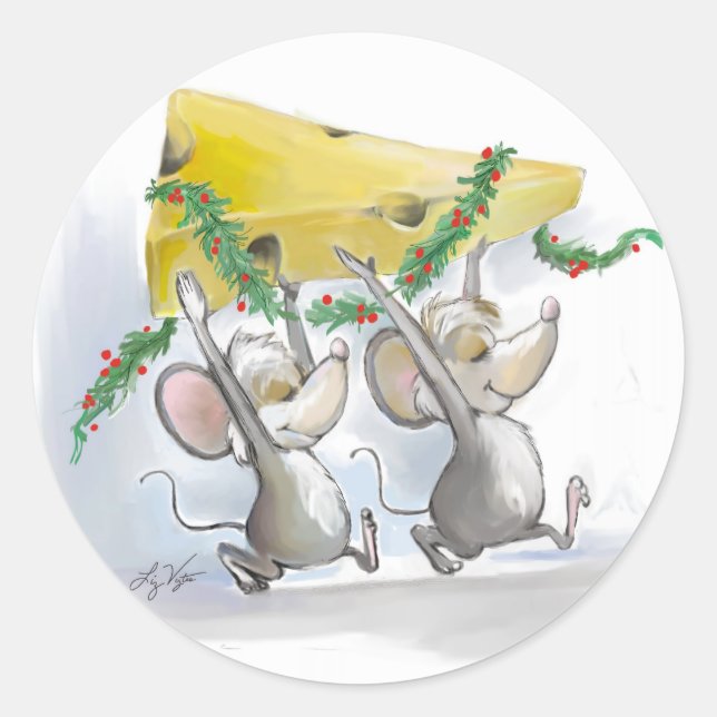 Merry Mice Mic & Mac Holiday Stickers (Vorderseite)