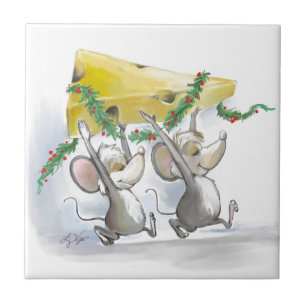 Merry Mice Mic & Mac Holiday Tile Fliese