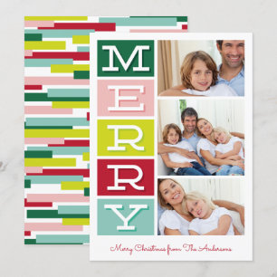 Merry Mid Century Modern Christmas Foto Card Einladung