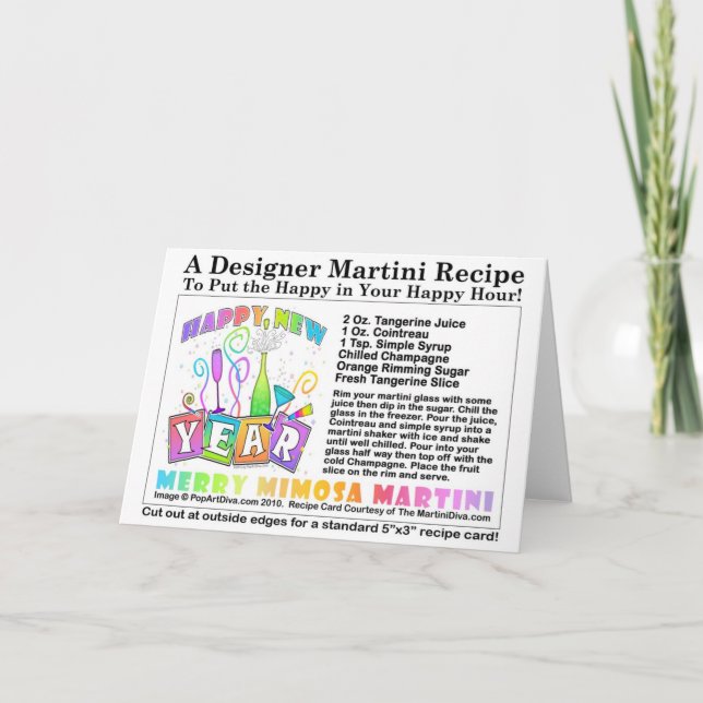MERRY MIMOSA NEUJÄHRIGE MARTINI-EMPFÄNGSKARTE FEIERTAGSKARTE (Vorderseite)