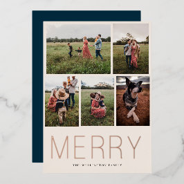 Merry Minimalistisch 5 Foto Foil Holiday Card Folien Feiertagskarte