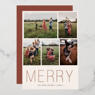 Merry Minimalistisch 5 Foto Folien Feiertagskarte