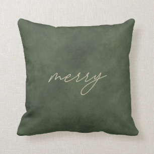 Merry - Minimalistisches grünes Velvet Weihnachte Kissen