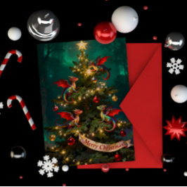 Merry Mischief – Christmas Dragons in the Tree Karte