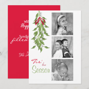 Merry Mistletoe avec Red Bow Carte photo de vacanc