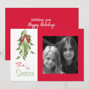 Merry Mistletoe avec Red Bow Carte photo de vacanc