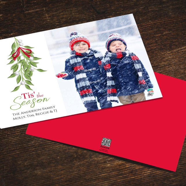 Merry Mistletoe Ein Foto Weihnachten (Cute Christmas holiday simple photo holiday card with merry whimsical mistletoe.)